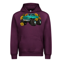Mauve Wine monster truck with sunflower western Urban Hoodie - texasbilliewilder