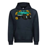Navy monster truck with sunflower western Urban Hoodie - texasbilliewilder