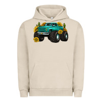Pigment French Oak monster truck with sunflower western Urban Hoodie - texasbilliewilder