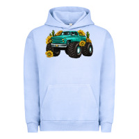 Pigment Grape Ice monster truck with sunflower western Urban Hoodie - texasbilliewilder