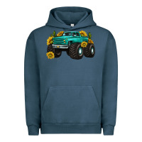 Pigment Midnight Navy monster truck with sunflower western Urban Hoodie - texasbilliewilder