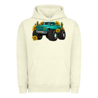 Pigment Pistachio monster truck with sunflower western Urban Hoodie - texasbilliewilder