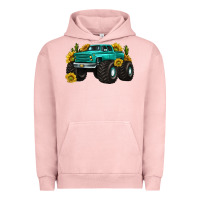 Pigment Salmon monster truck with sunflower western Urban Hoodie - texasbilliewilder