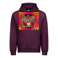 Mauve Wine mexican skull Urban Hoodie - Zillion Design Studio