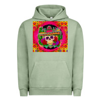 Pigment Oil Green mexican skull Urban Hoodie - Zillion Design Studio