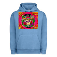 Pigment Pebble Blue mexican skull Urban Hoodie - Zillion Design Studio