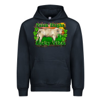 Navy Thick Thighs Lucky Vibes Charolais Bull Urban Hoodie - RanaPortraitStore