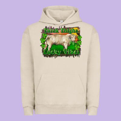 Urban Hoodie Thick Thighs Lucky Vibes Charolais Bull