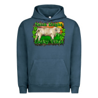 Pigment Midnight Navy Thick Thighs Lucky Vibes Charolais Bull Urban Hoodie - RanaPortraitStore