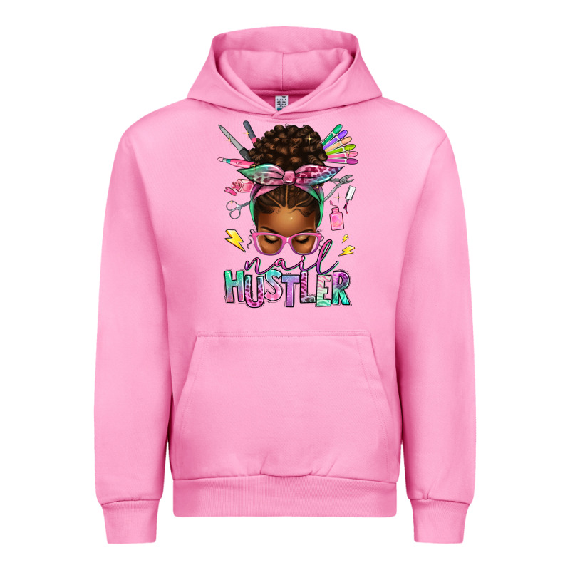 Nail Hustler Afro Messy Bun Urban Hoodie by texasbilliewilder | Teevron