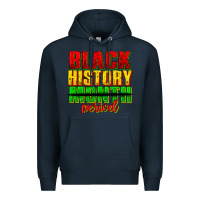 Navy black history month period juneteenth Premium Hoodie - texasbilliewilder