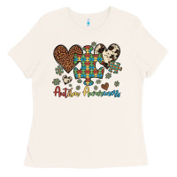 Bone autism awareness leopard cowhide herts puzzle Ladies Tee - Artiststas