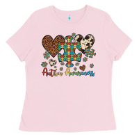 Bubblegum Pink autism awareness leopard cowhide herts puzzle Ladies Tee - Artiststas