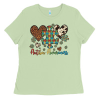 Matcha autism awareness leopard cowhide herts puzzle Ladies Tee - Artiststas