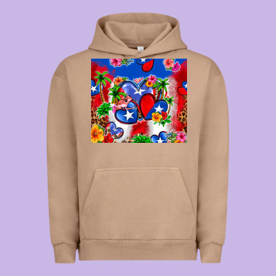 Puerto Rico Hearts Urban Hoodie Designed By Zillion Design Studio
