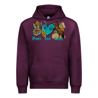 Mauve Wine peace love horses tbw Urban Hoodie - texasbilliewilder