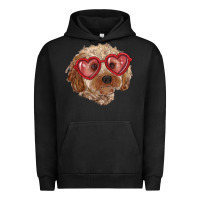 Pigment Black toy poodle with love glasses Urban Hoodie - RanaPortraitStore