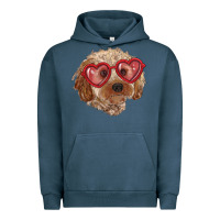 Pigment Midnight Navy toy poodle with love glasses Urban Hoodie - RanaPortraitStore