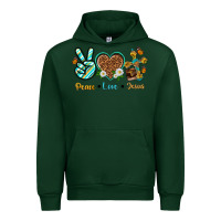 Forest Green peace love jesus Urban Hoodie - texasbilliewilder
