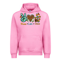 Fuchsia Pink peace love jesus Urban Hoodie - texasbilliewilder
