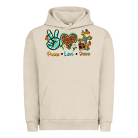 Pigment French Oak peace love jesus Urban Hoodie - texasbilliewilder