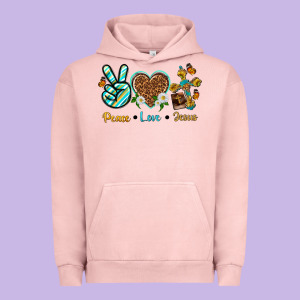Peace Love Jesus Urban Hoodie Designed By Texasbilliewilder
