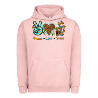 Pigment Salmon peace love jesus Urban Hoodie - texasbilliewilder