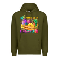 Army Green farm fresh pineapple Premium Hoodie - Zillion Design Studio