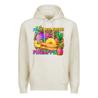 Oatmeal Heather farm fresh pineapple Premium Hoodie - Zillion Design Studio