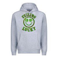 Heather Grey feeling lucky with leopard Premium Hoodie - RanaPortraitStore