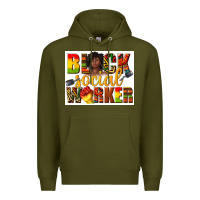 Army Green black social worker Premium Hoodie - texasbilliewilder