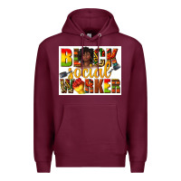 Burgundy black social worker Premium Hoodie - texasbilliewilder