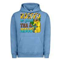 Pigment Pebble Blue raised on sweet tea and jesus Urban Hoodie - texasbilliewilder