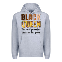 Heather Grey black queen the most powerful piece in the game Premium Hoodie - texasbilliewilder