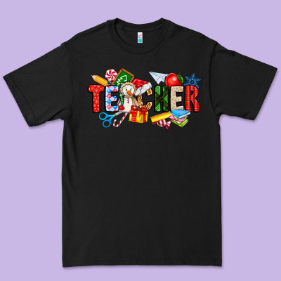 Christmas Teacher Premium Tee Designed By Cowhidedigitalart
