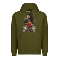 Army Green floral skeleton Premium Hoodie - RanaPortraitStore