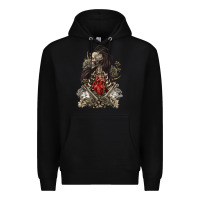 Black floral skeleton Premium Hoodie - RanaPortraitStore