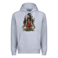 Heather Grey floral skeleton Premium Hoodie - RanaPortraitStore