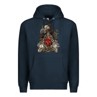 Navy floral skeleton Premium Hoodie - RanaPortraitStore