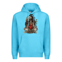 Ocean Blue floral skeleton Premium Hoodie - RanaPortraitStore
