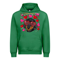 Emerald valentine's day  dachshund puppy Urban Hoodie - RanaPortraitStore