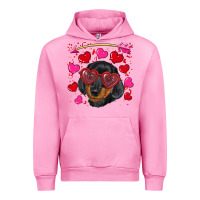 Fuchsia Pink valentine's day  dachshund puppy Urban Hoodie - RanaPortraitStore