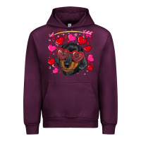 Mauve Wine valentine's day  dachshund puppy Urban Hoodie - RanaPortraitStore