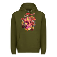 Army Green Floral skeleton with mushrooms Premium Hoodie - RanaPortraitStore