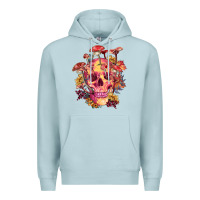 Blue Mist Floral skeleton with mushrooms Premium Hoodie - RanaPortraitStore