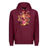 Burgundy Floral skeleton with mushrooms Premium Hoodie - RanaPortraitStore