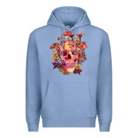 Colony Blue Floral skeleton with mushrooms Premium Hoodie - RanaPortraitStore