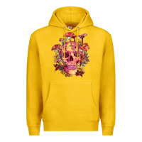 Lemon Floral skeleton with mushrooms Premium Hoodie - RanaPortraitStore