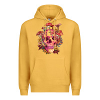 Mustard Floral skeleton with mushrooms Premium Hoodie - RanaPortraitStore