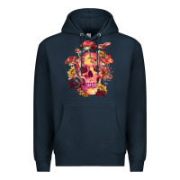 Navy Floral skeleton with mushrooms Premium Hoodie - RanaPortraitStore